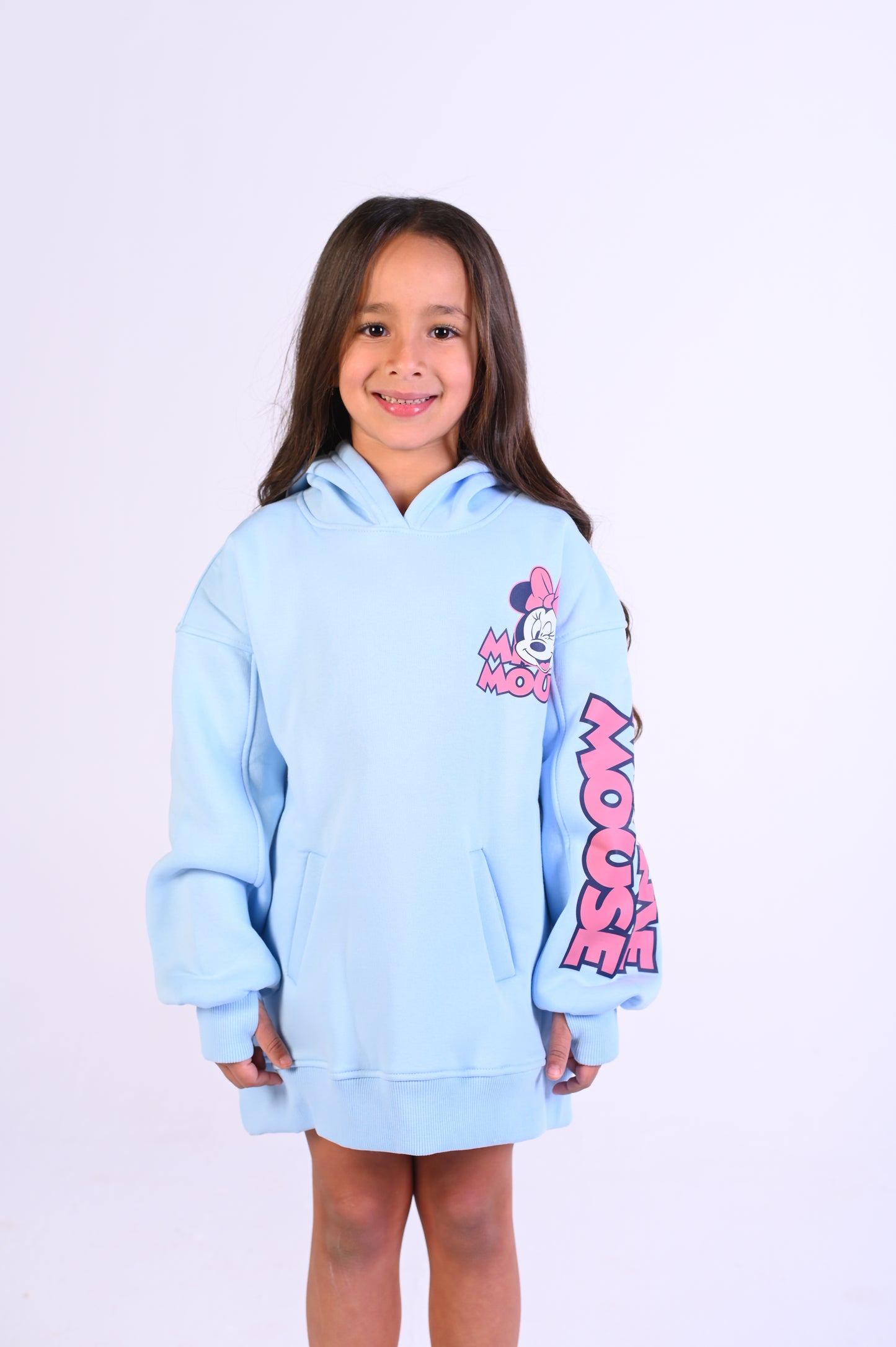 Minnie Fleece Baby Blue Oversize Hoodie