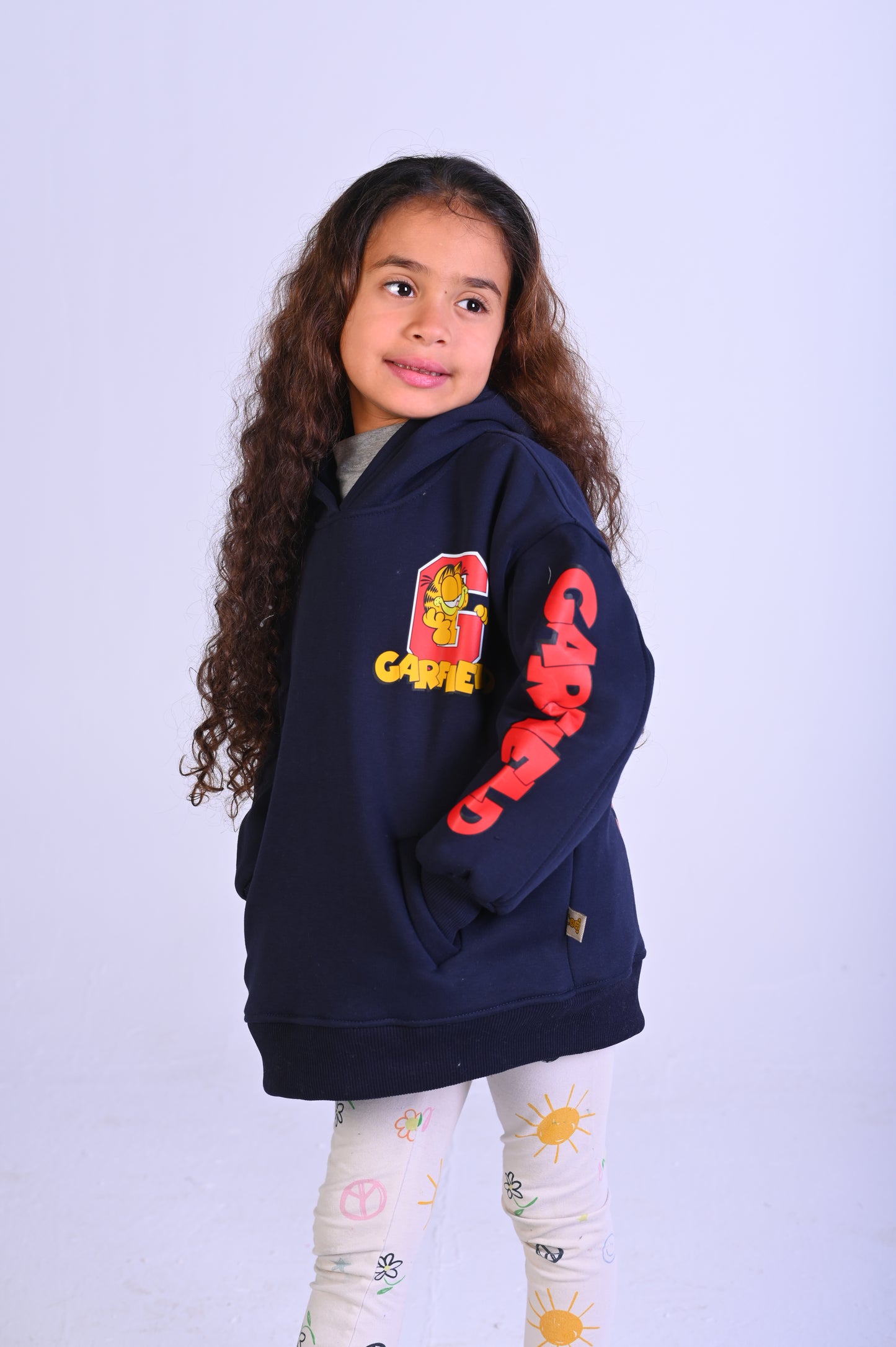 Garfield Navy Blue Fleece Oversize Hoodie