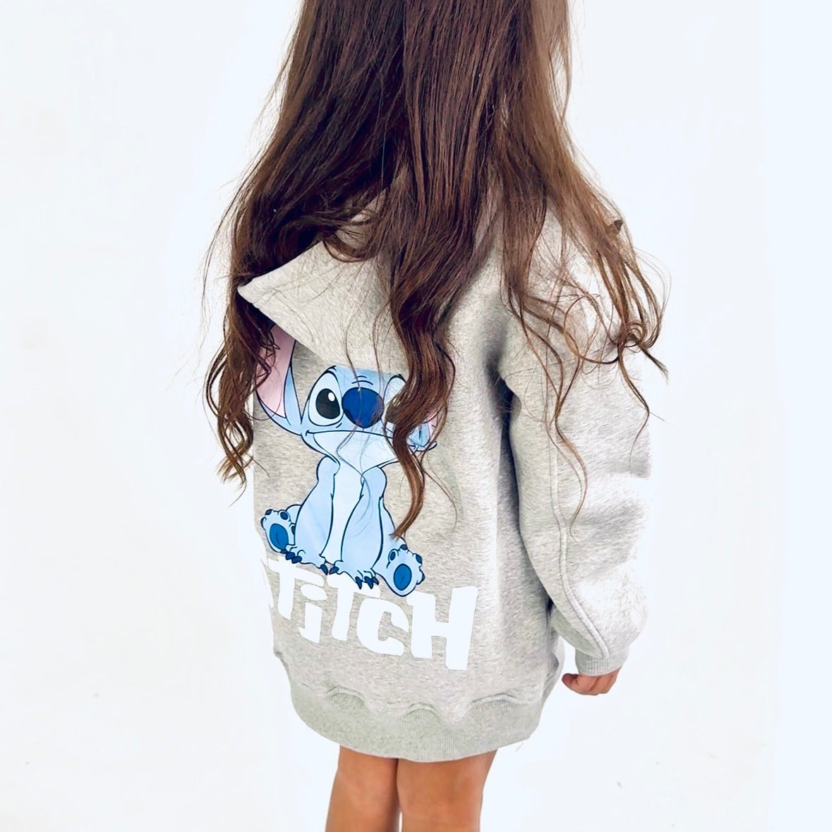 Stitch Grey Fleece Oversize Hoodie