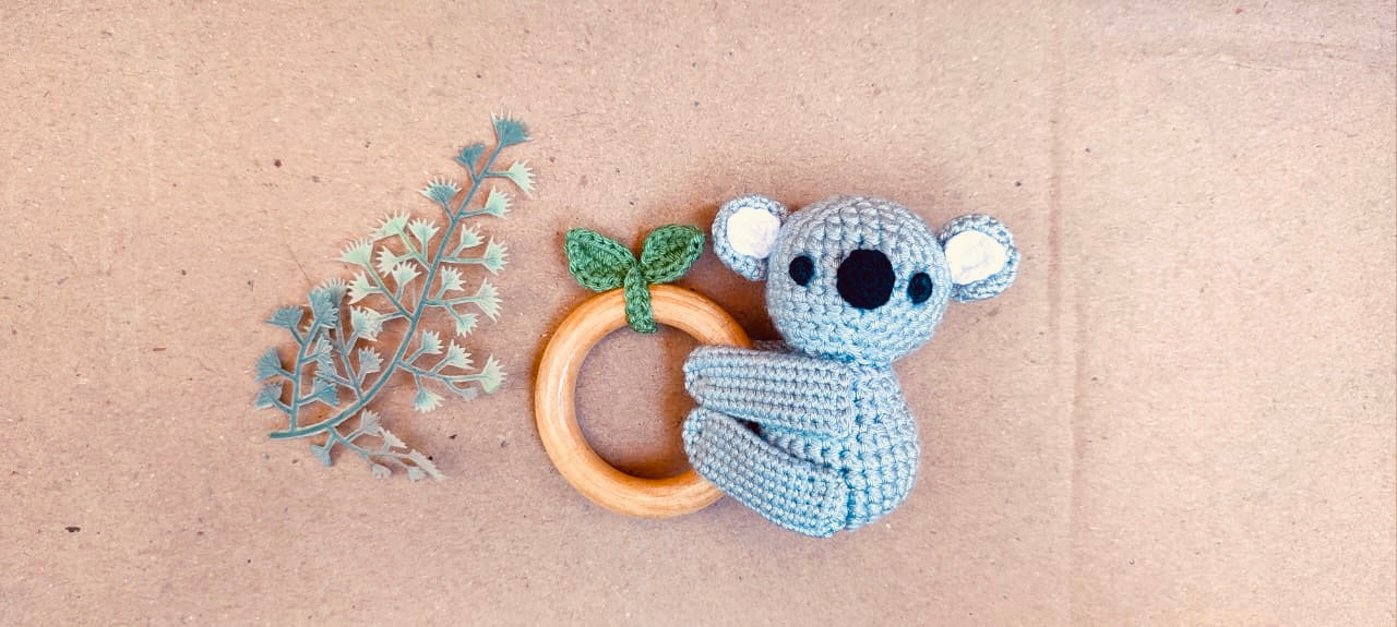 Handmade Crochet Christmas Reindeer Baby Rattle