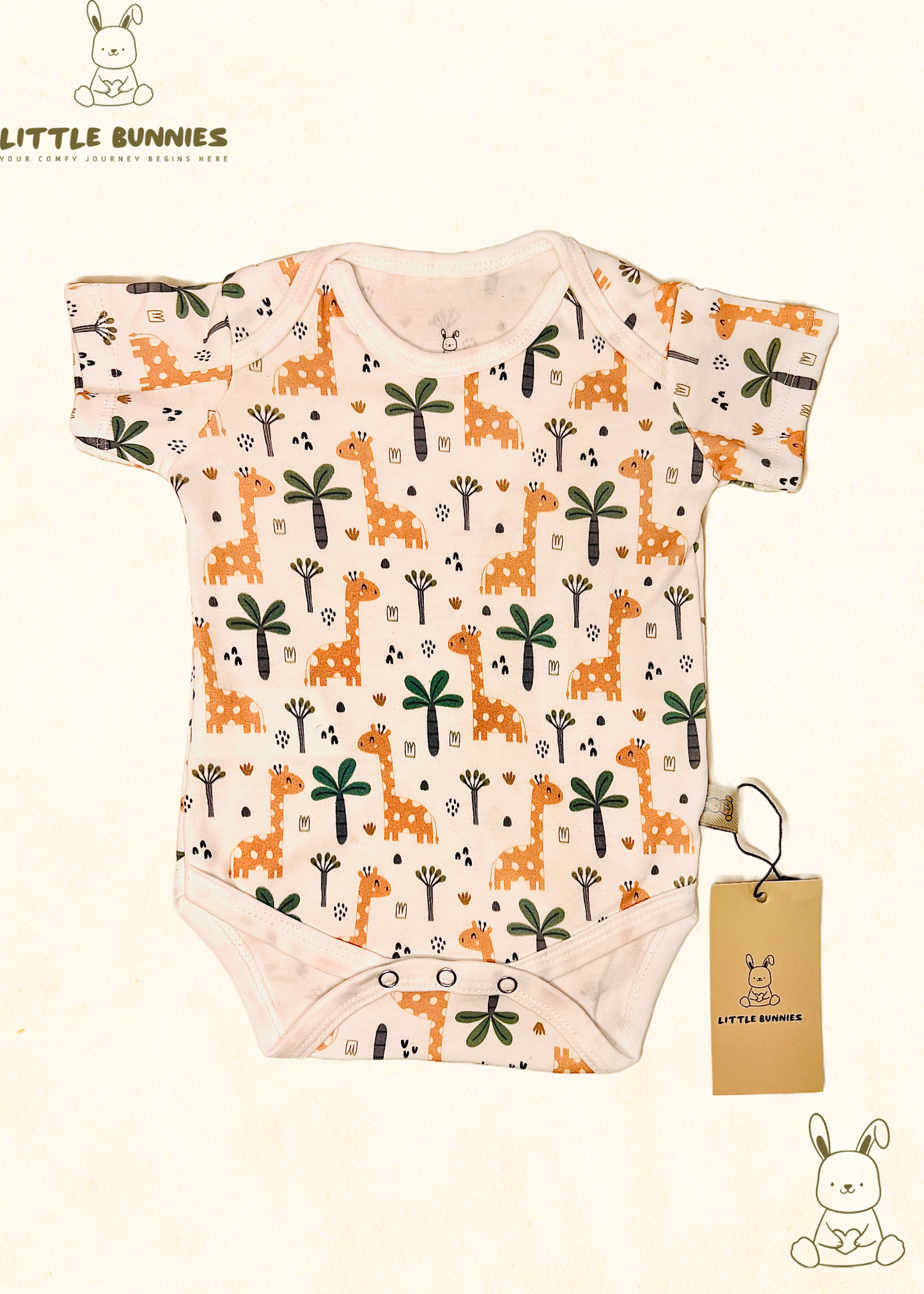Half Sleeve Cotton Tree Giraffe Onesie