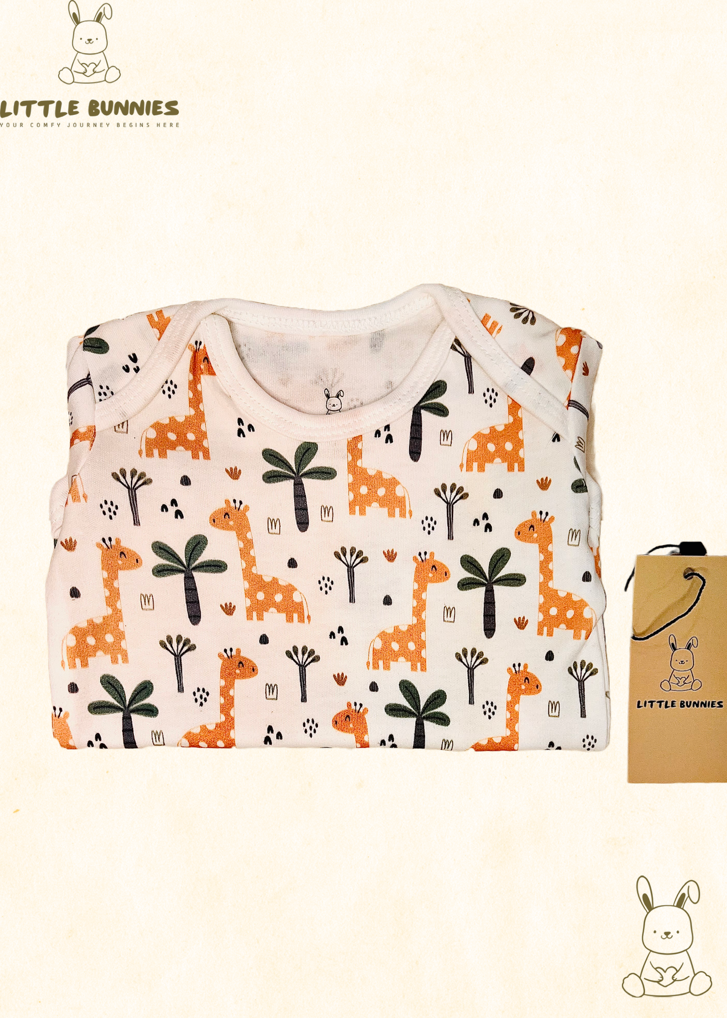 Half Sleeve Cotton Tree Giraffe Onesie