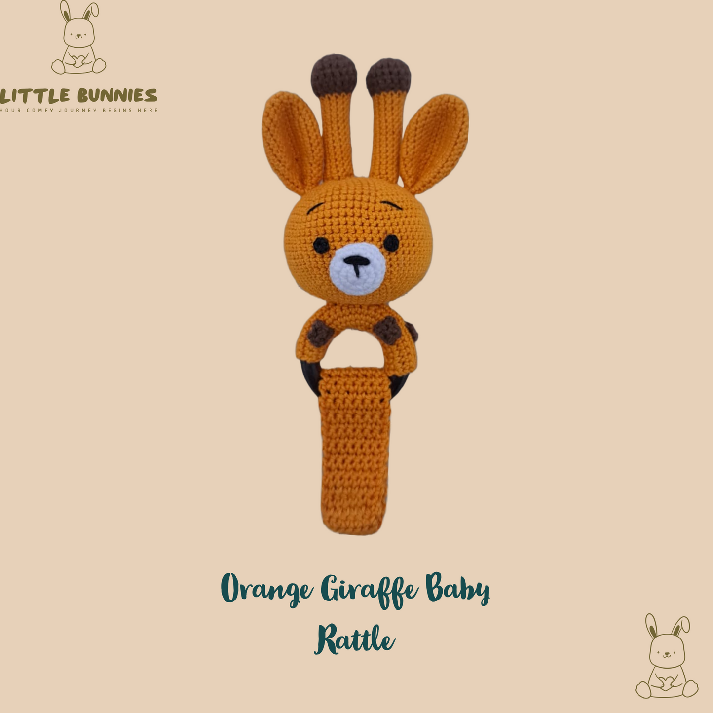 Handmade Crochet Christmas Reindeer Baby Rattle