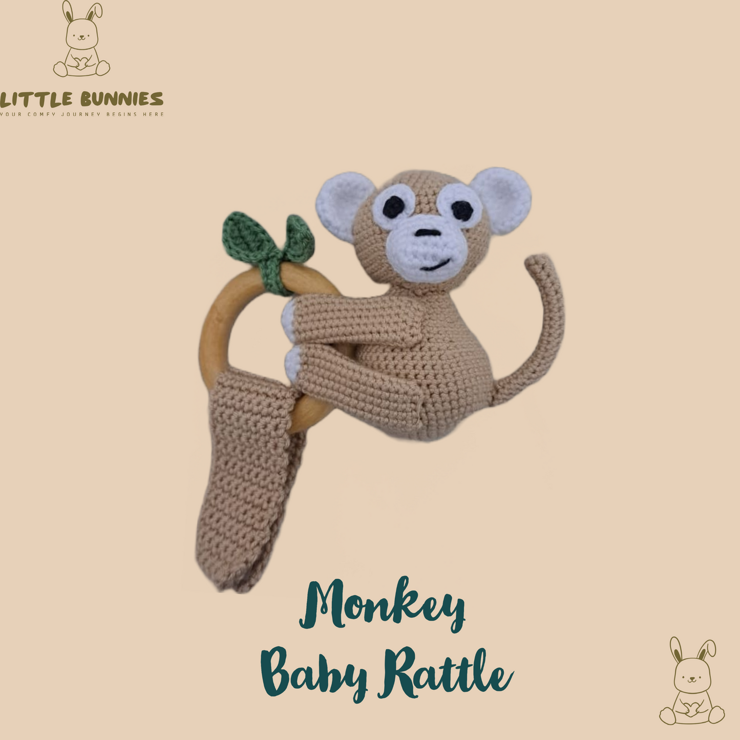 Handmade Crochet Christmas Reindeer Baby Rattle
