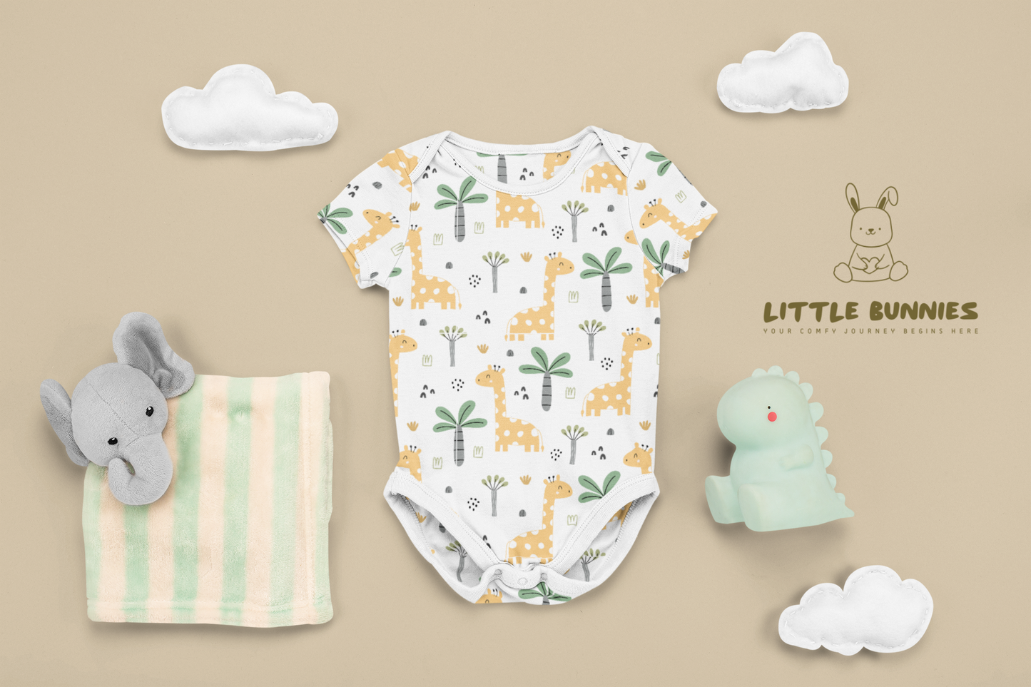 Half Sleeve Cotton Tree Giraffe Onesie