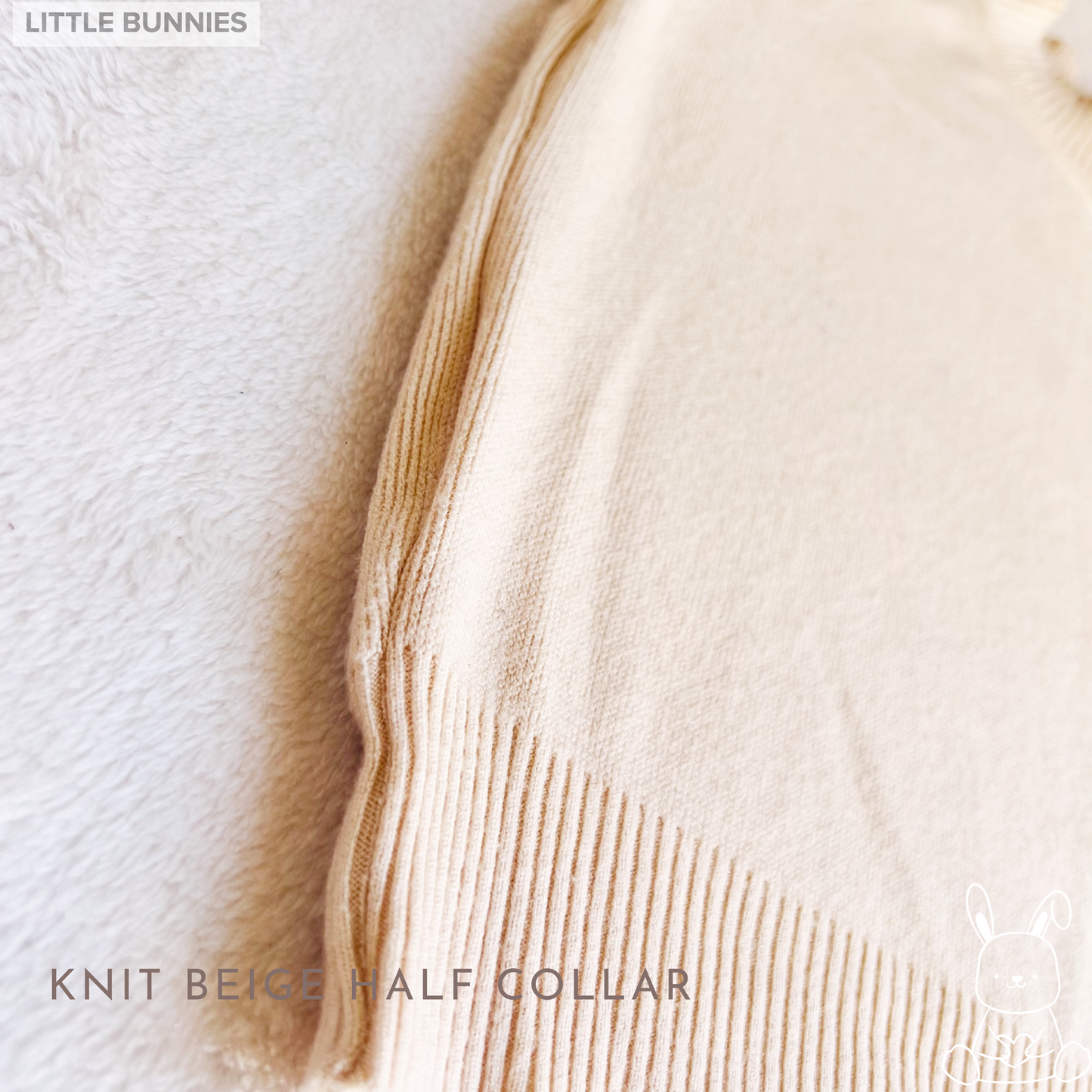 Basic Knitting Half Collar Beige Pullover