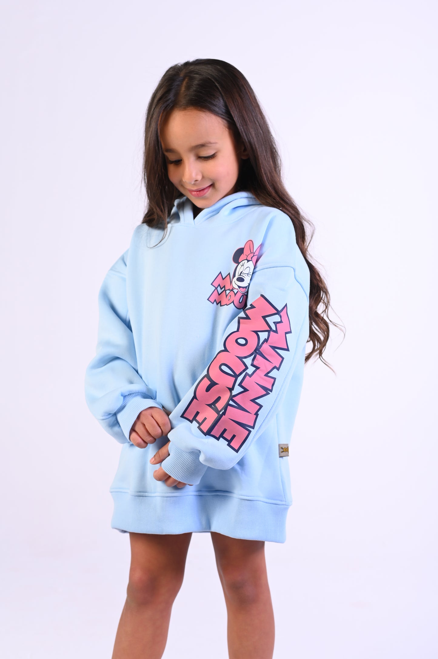 Minnie Fleece Baby Blue Oversize Hoodie