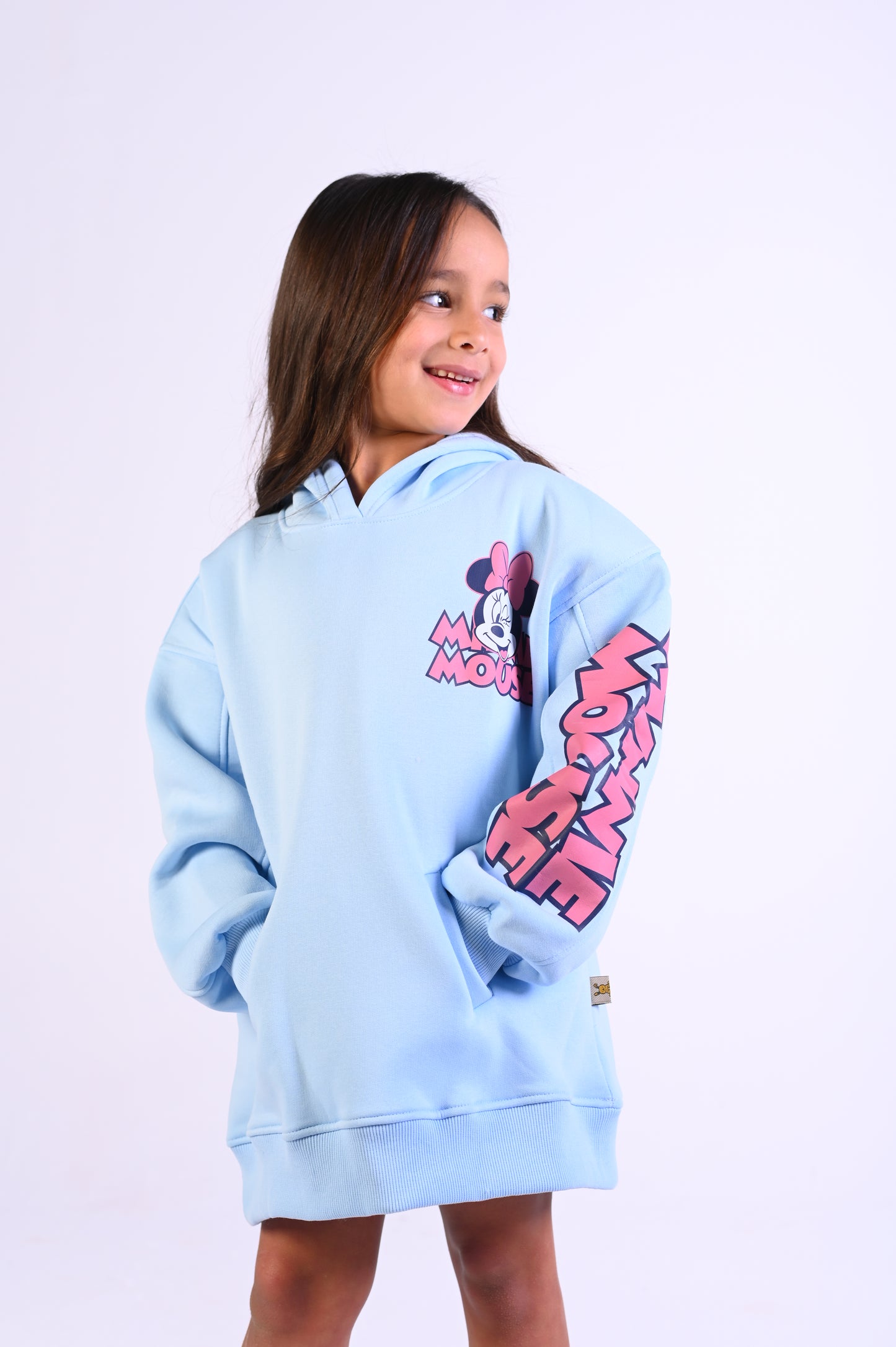 Minnie Fleece Baby Blue Oversize Hoodie