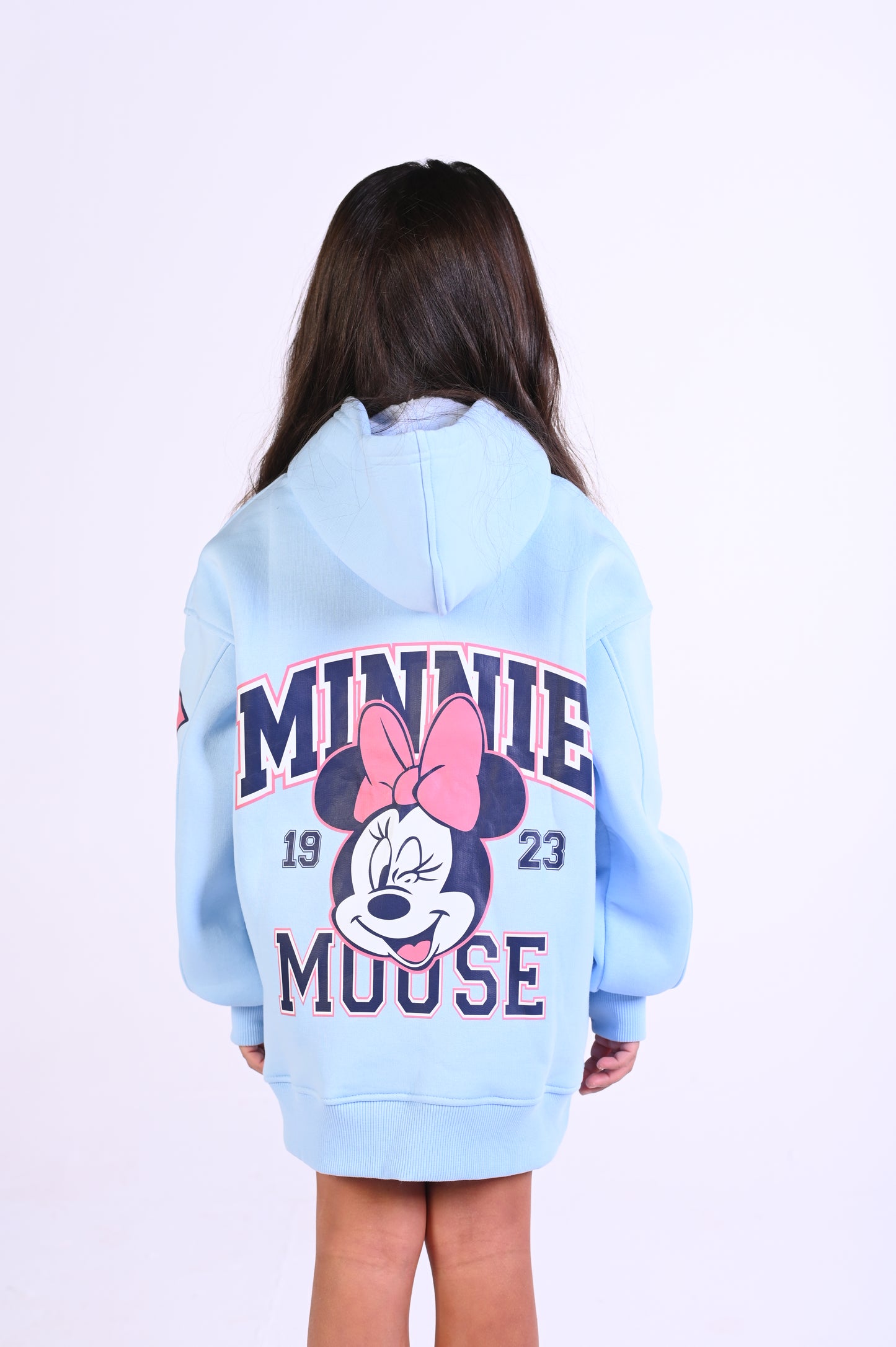 Minnie Fleece Baby Blue Oversize Hoodie