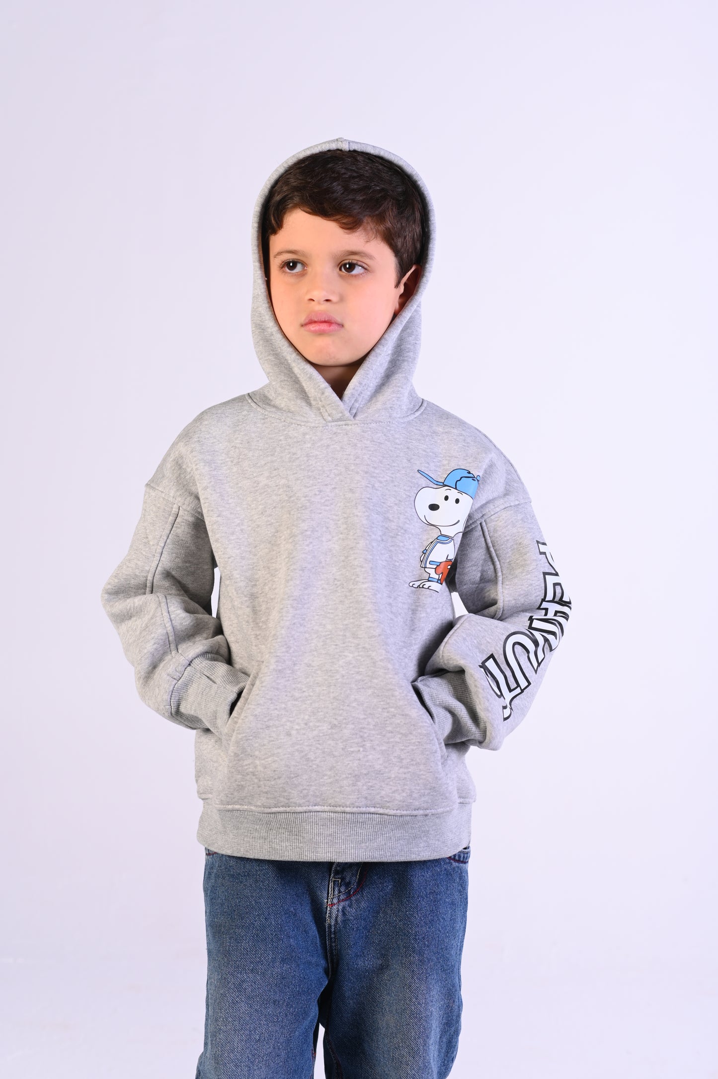 Snoppy Grey Fleece Oversize Hoodie