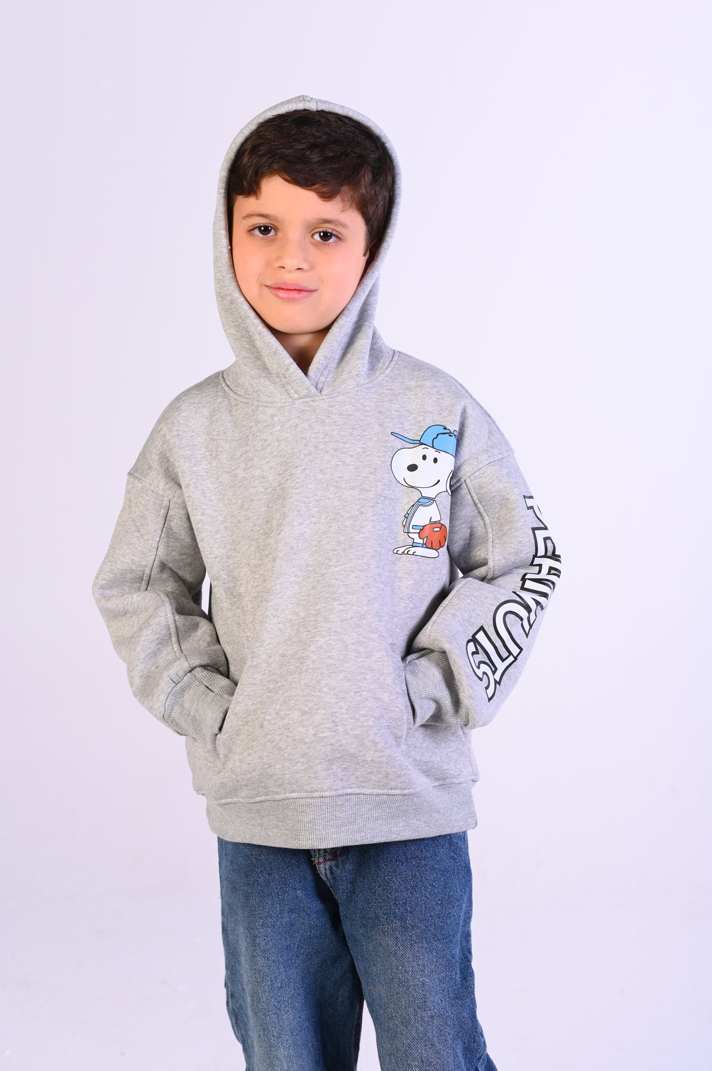 Snoppy Grey Fleece Oversize Hoodie