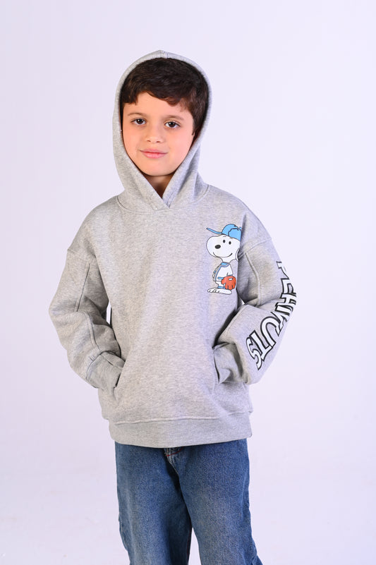 Snoppy Grey Fleece Oversize Hoodie