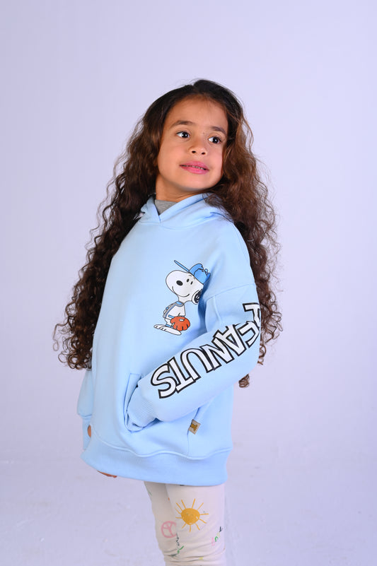 SNOPPY Fleece Baby Blue Oversize Hoodie