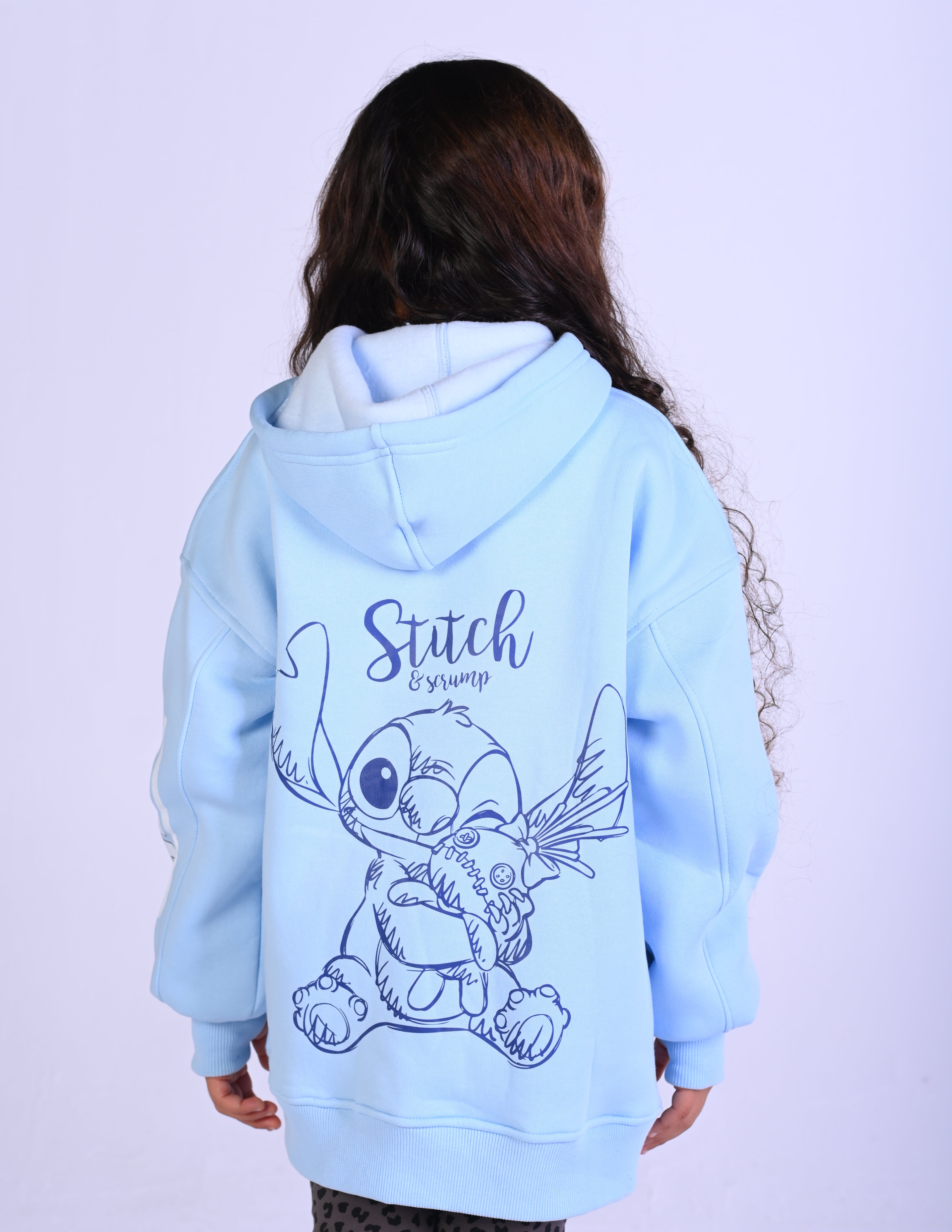 STITCH Fleece Blue Oversize Hoodie – Little Bunnies