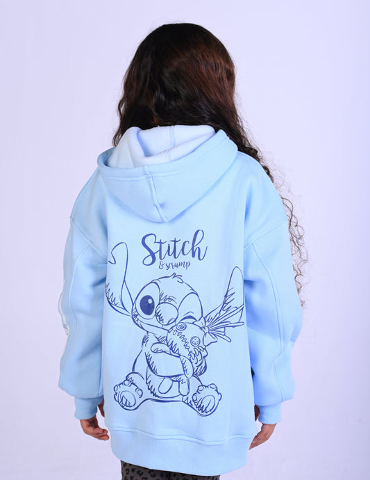 STITCH Fleece Blue Oversize Hoodie