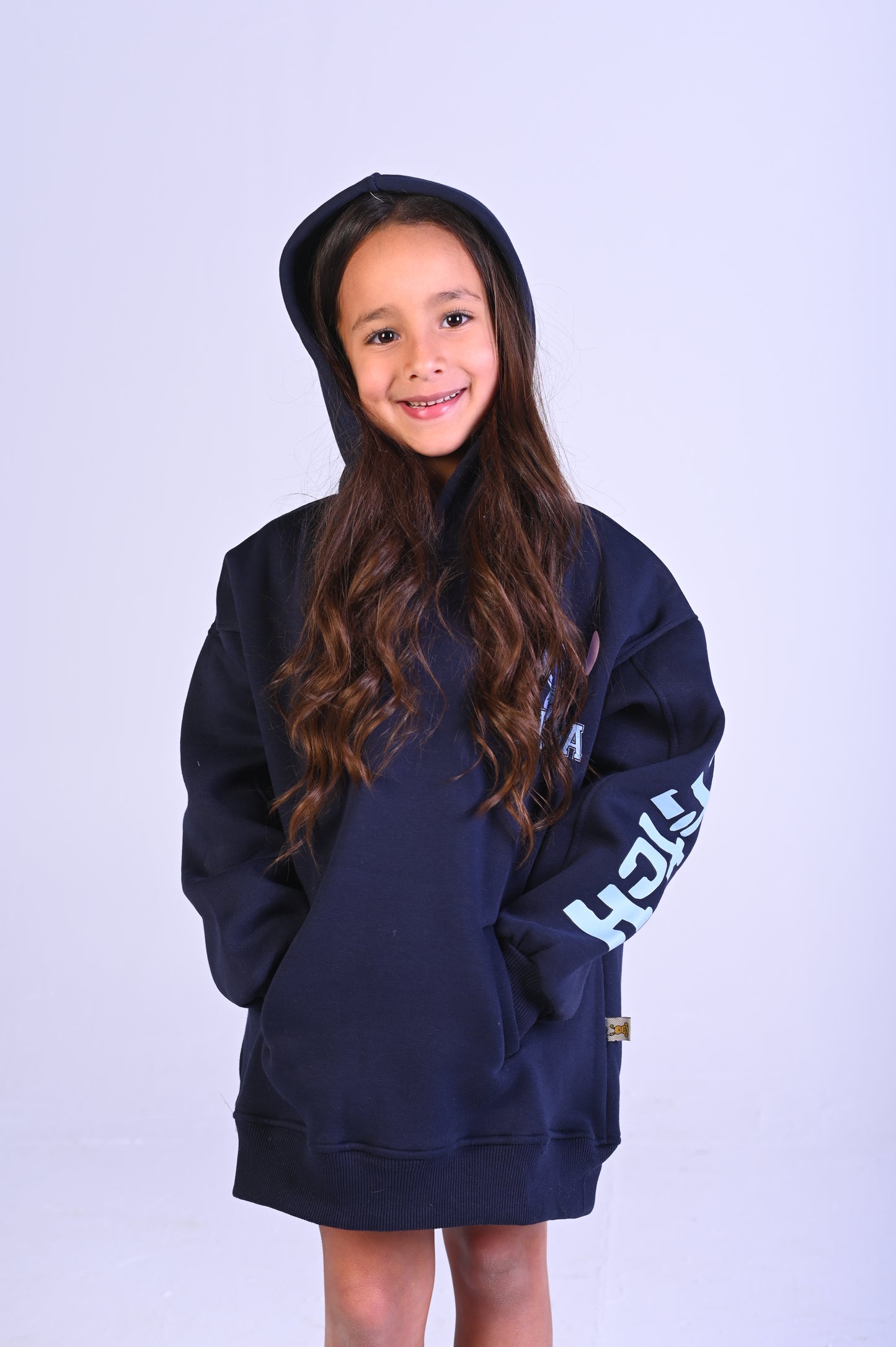 Stitch Navy Blue Fleece Oversize Hoodie