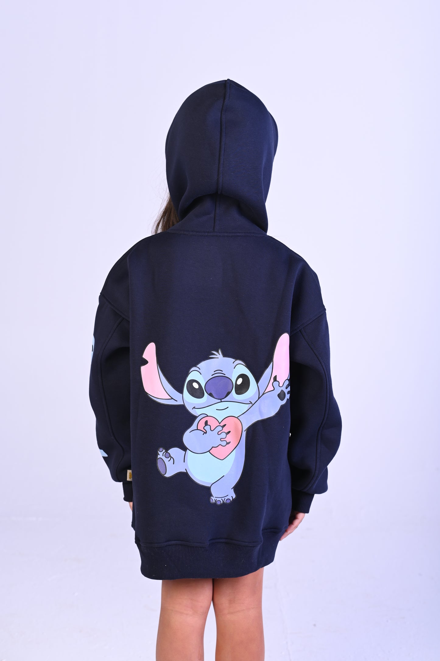 Stitch Navy Blue Fleece Oversize Hoodie