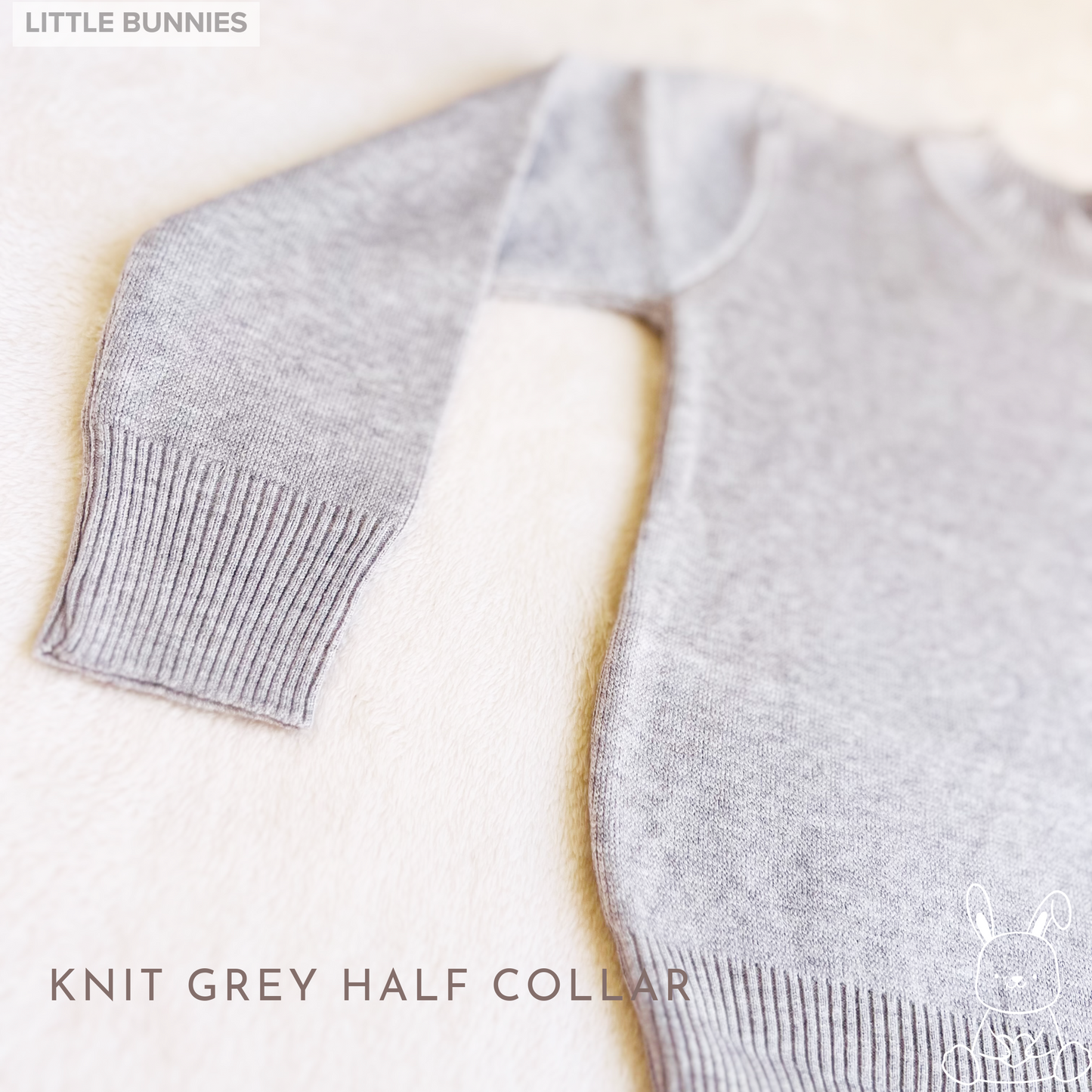 Basic Knitting Half Collar Grey Pullover