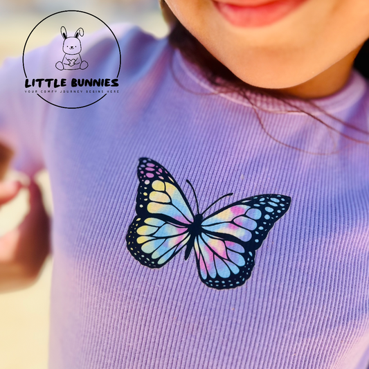 Lilac Ribbed Cotton Girls T-shirt