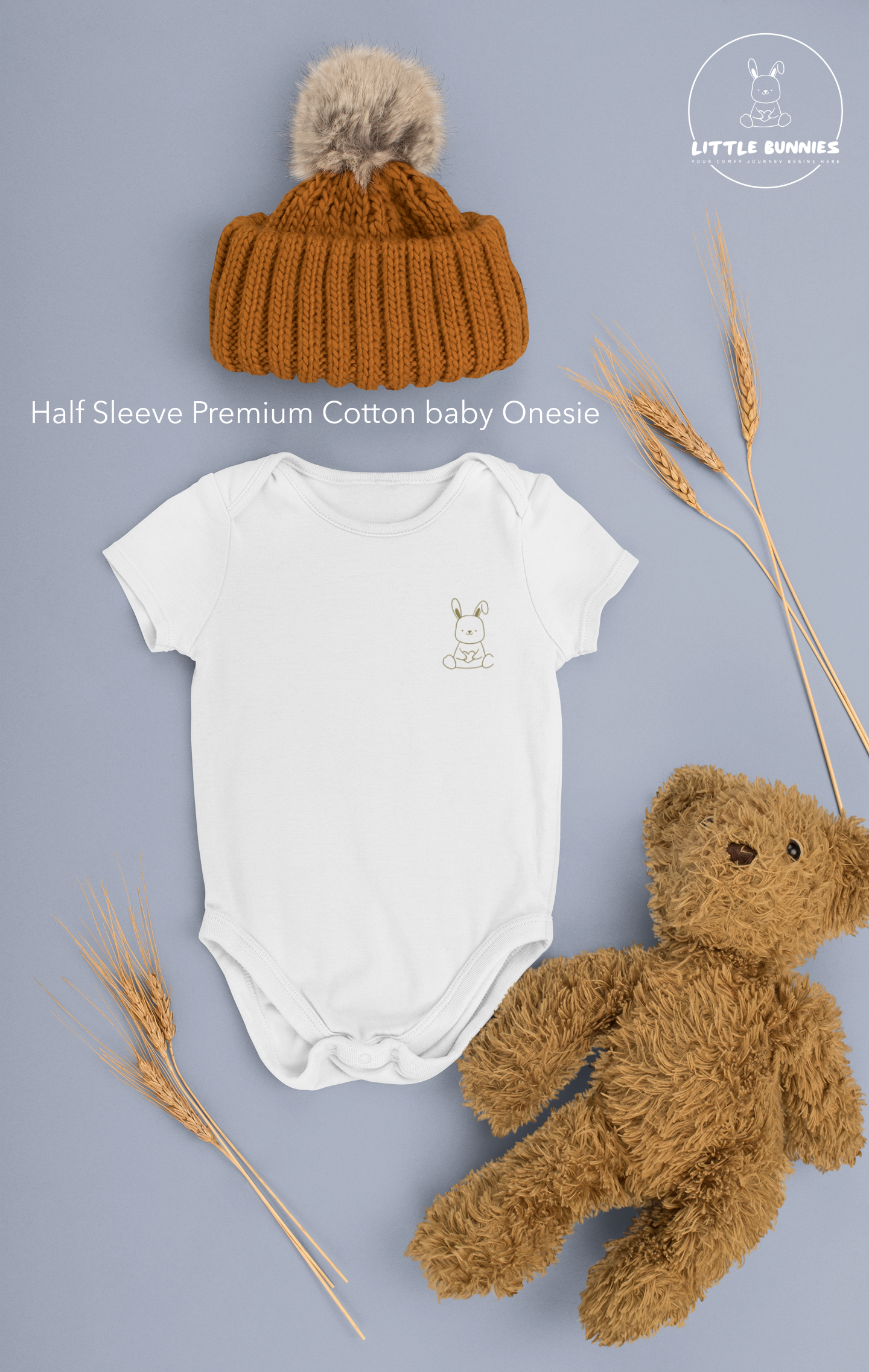 Little Bunnies Premium Cotton LOGO Onesie Half Sleeve