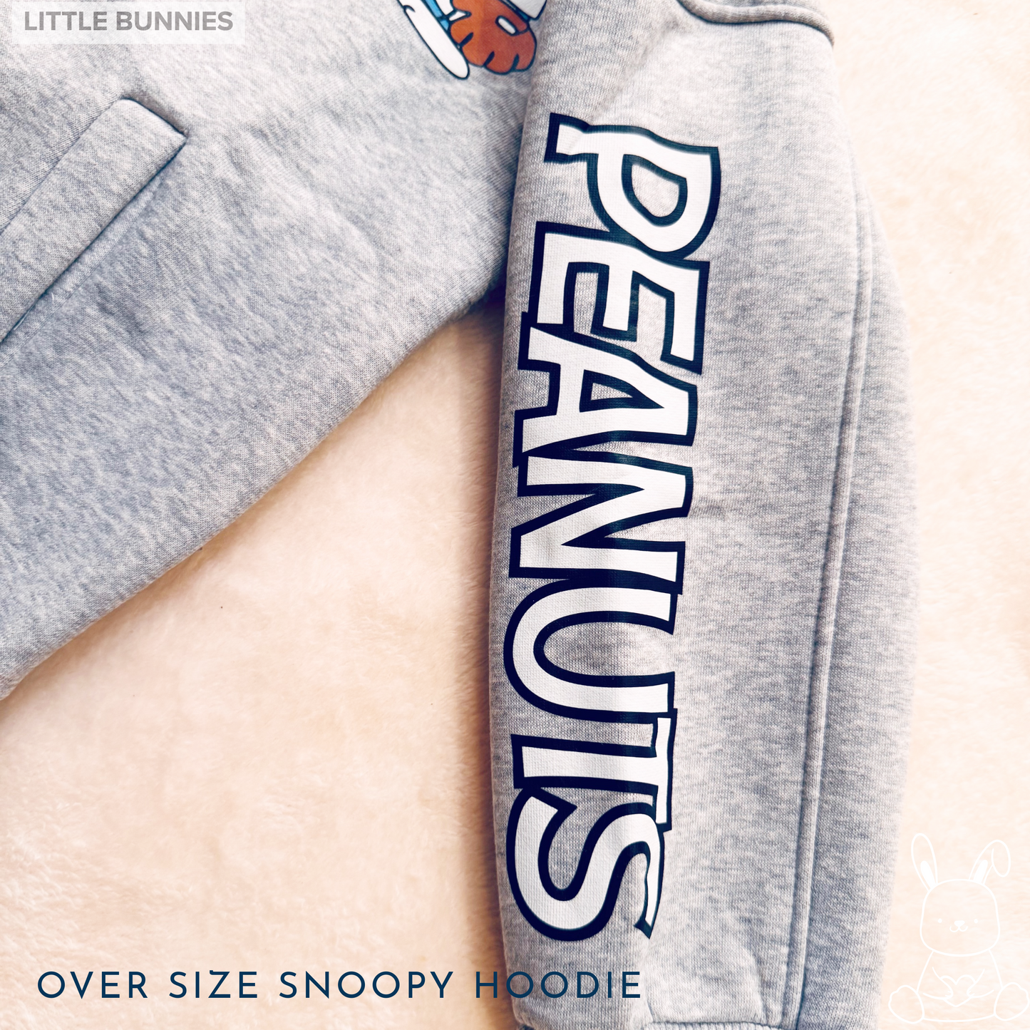 Snoppy Grey Fleece Oversize Hoodie