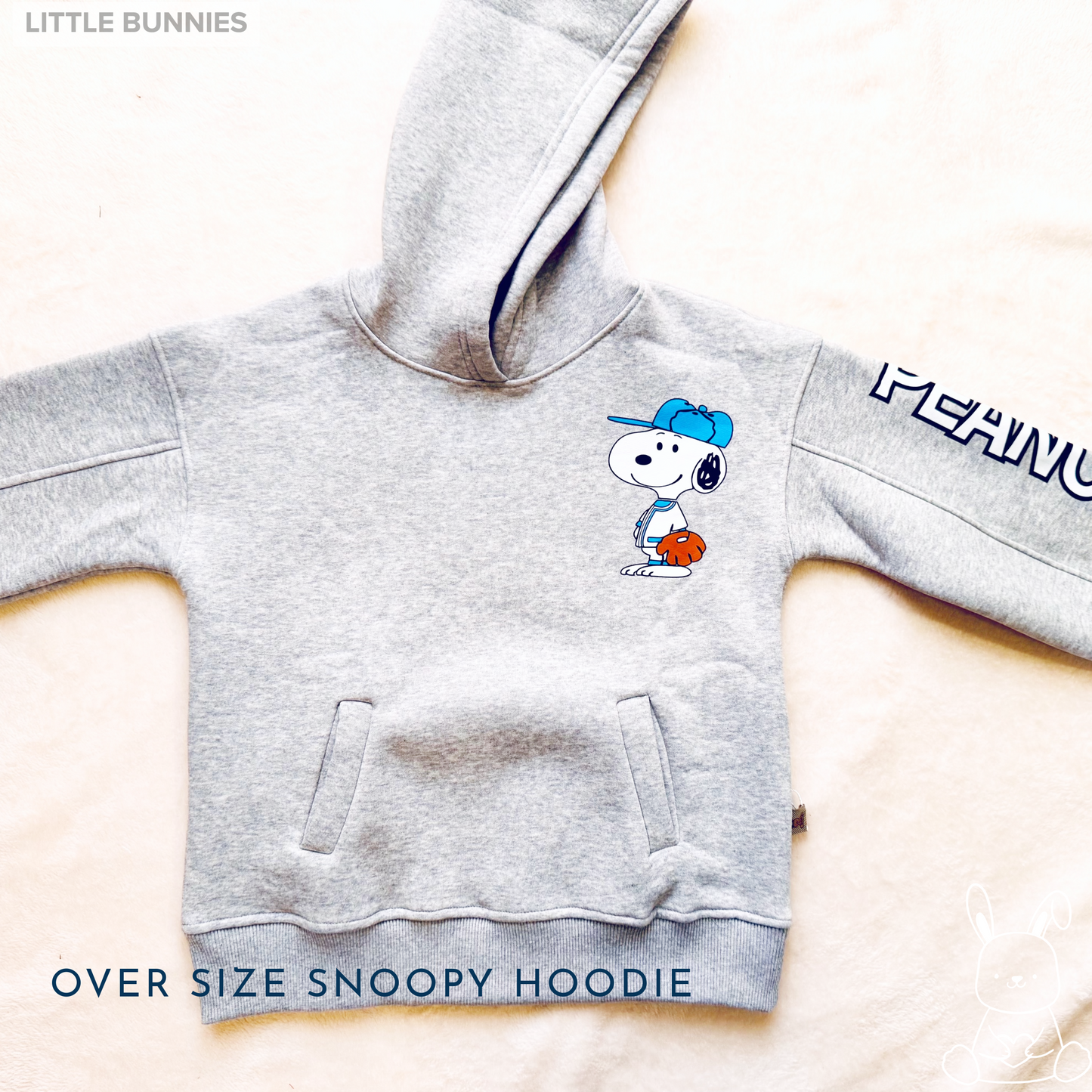 Snoppy Grey Fleece Oversize Hoodie