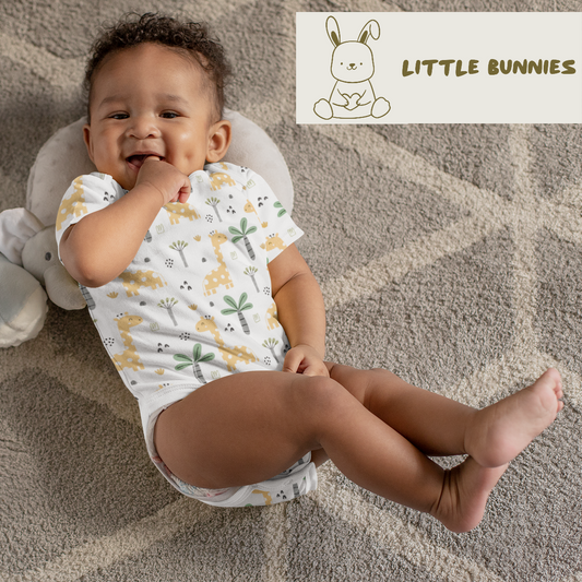 Half Sleeve Cotton Tree Giraffe Onesie